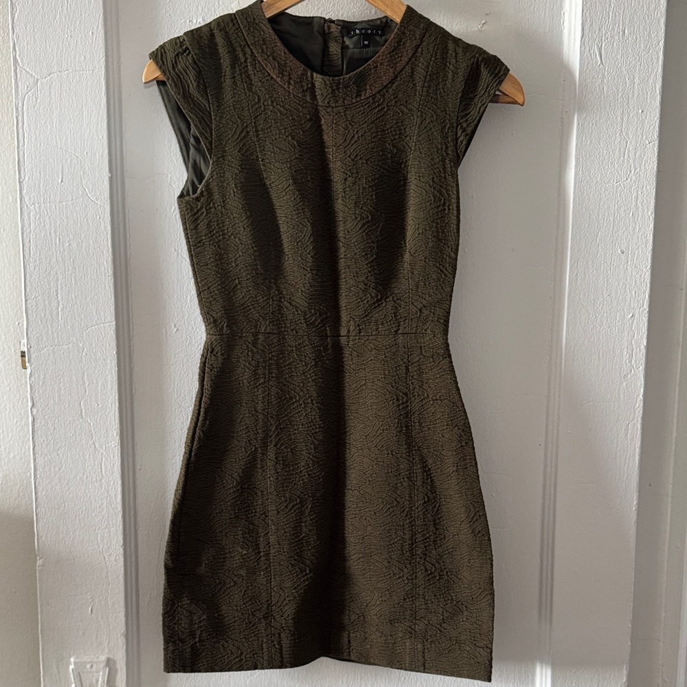 Theory Olive Textured Mini Dress